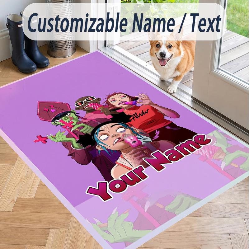 Custom Text Gorillaz Pattern Floor Rug Soft Indoor Carpet Mat Living Room Bedroom