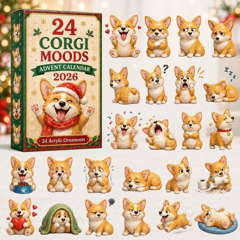 2026 Dog-Themed Christmas Advent Calendar Acrylic Blind Box Gift Kids Adults Decorative Hanging Ornament