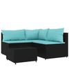VidaXL Garden Lounge Set 4 Pcs with Cushions Black Wicker 319797