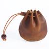 Vintage Leather Cowhide Drawstring Coin Purse - Small Clutch Wallet