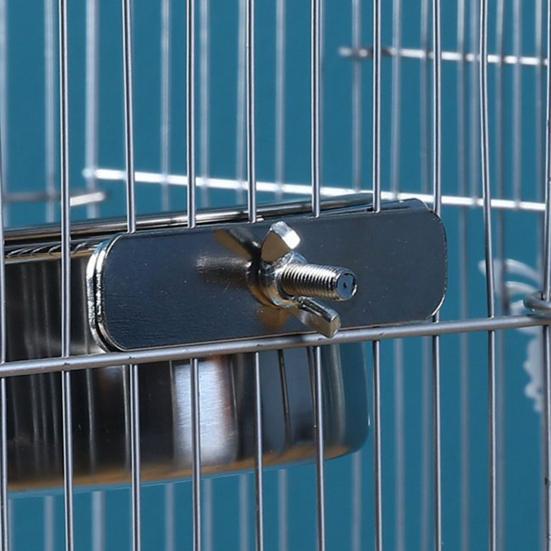 Bird Feeding Bowl Stainless Steel Parrot Feeder Birdcage Feeder Cup with Clamp
