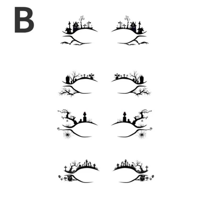 4/8 пар глаз татуировки наклейки Хэллоуин подводка для глаз лица кружева макияж наклейка паук паутина летучая мышь фестиваль макияж узор украшения