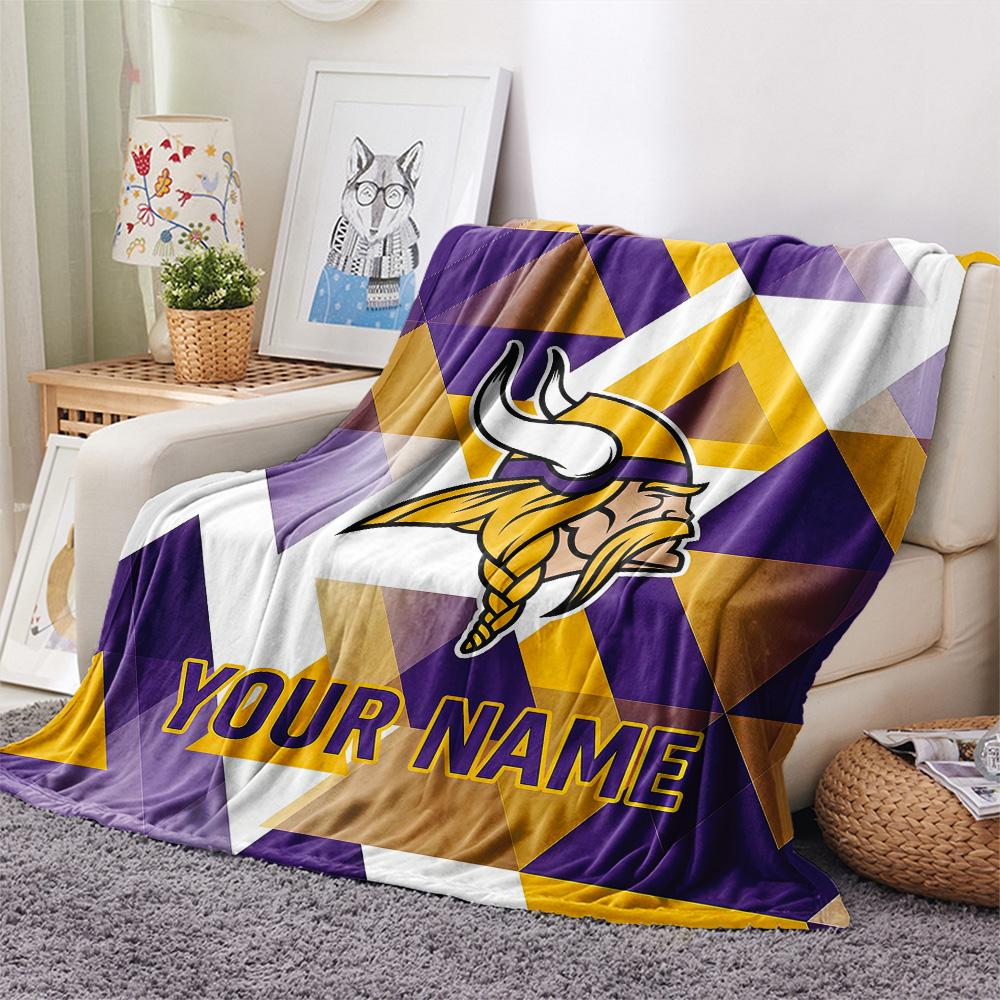 Custom Name Minnesota Vikings Flannel Blanket, High quality Comfortable for All Seasons, Home Decor, Warmth and Comfort