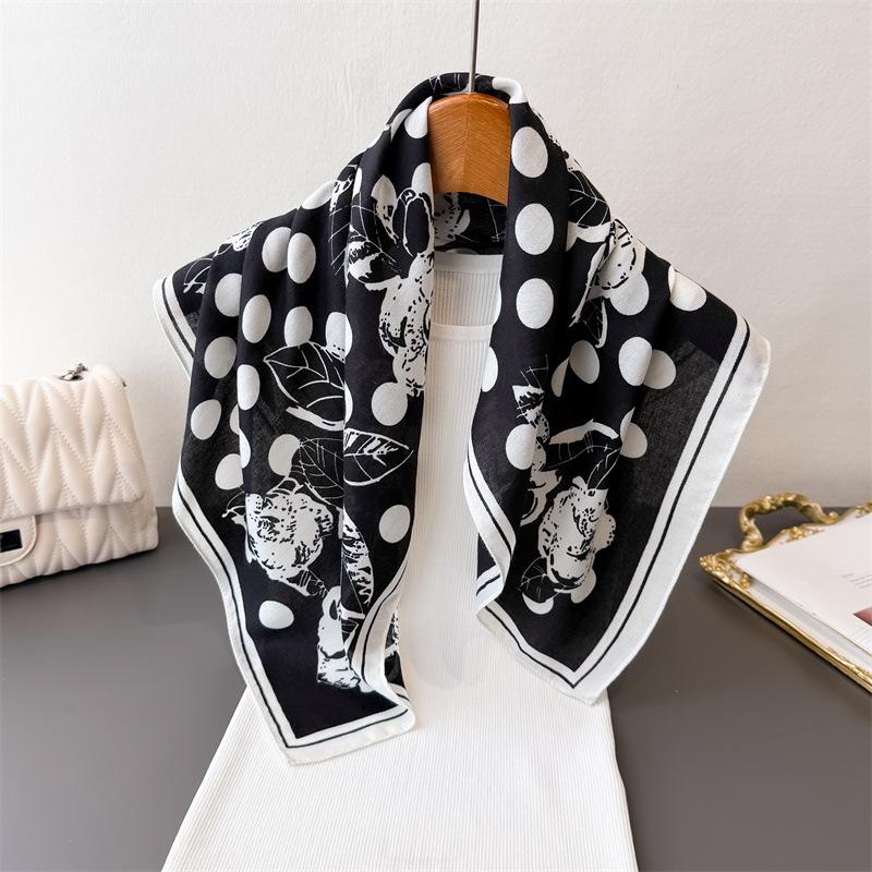 Luxury Lightweight Small Square Scarf Shawl Satin Faux Silk Scarf New Print Headscarf for Women