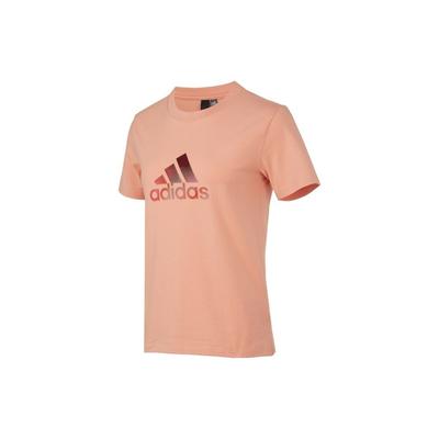 Футболка Shiny Bos Gradient Logo Print Sport с круглым вырезом и коротким рукавом, женские топы, абрикосовый цвет H09749