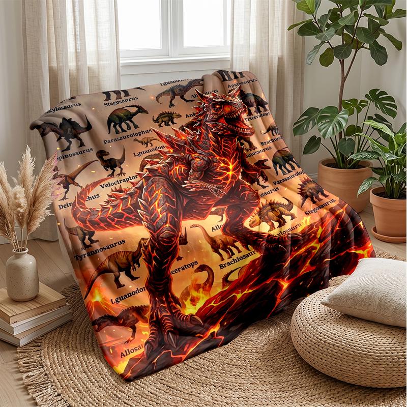Mechanical Dinosaurs in Jungle Theme blanket Lightweight Warm Flannel Blanket Decorative Throw Blanket for Home Decoration