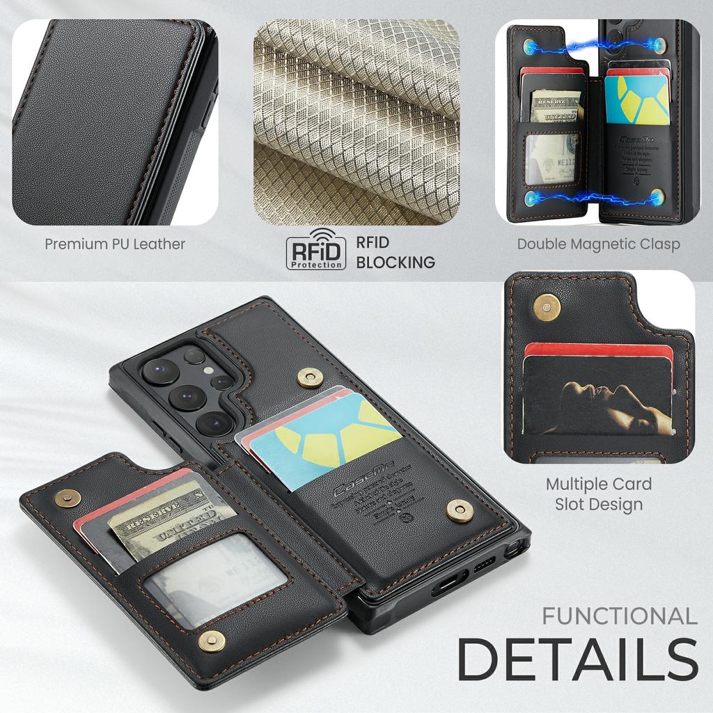 For Samsung Galaxy S24 Ultra Phone Case CASEME C22 Leather Back Cover with RFID Blocking Card Slots