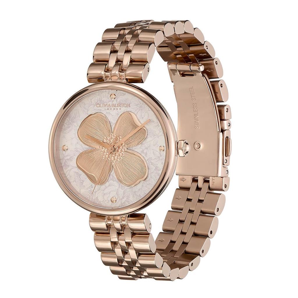 Авторизованный дилер Olivia Burton Watch Ladies ob24000090 Signature 36mm Dogwood T Bar Silver White Carnation Gold Bracelet Watch [OLIVIA BURTON] &
