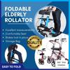 Red / Blue Auxiliary Travel Shopping Foldable Elderly Rollator Elderly Walker Walking Aid With Seat Basket And Wheels New