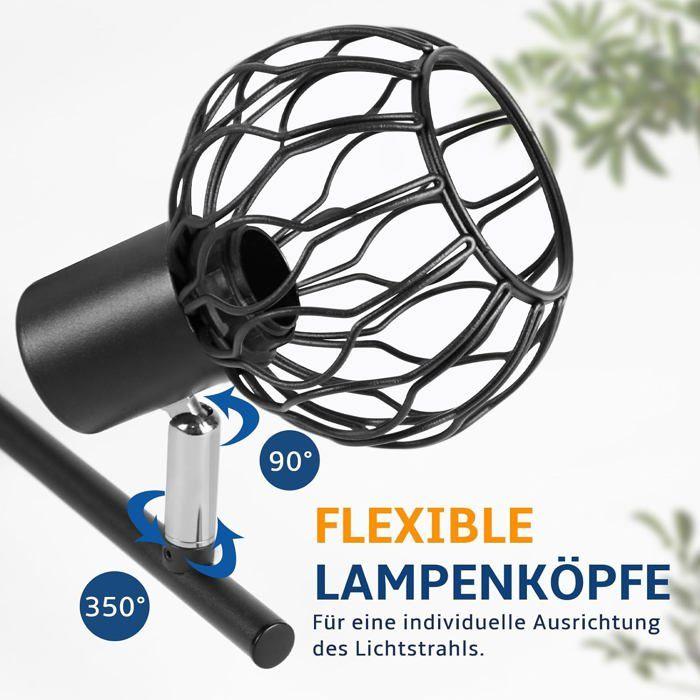Spot double - NETTLIFE - Double tête E14 - Orientable 350°/90° - Métal noir - 2x25W