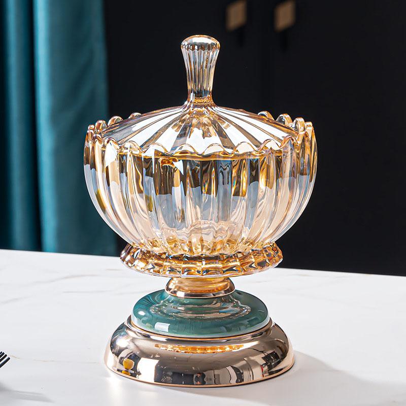 Europe Glass Plates Modern Simple Tall Fruit Plate Light Luxury Crystal Serving Plates Wedding Restaurant Ornaments Tableware