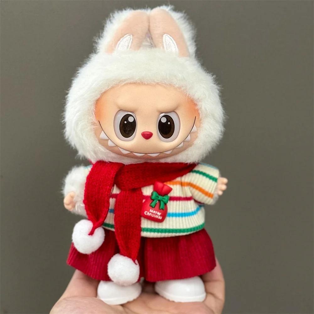 Одежда для кукол 15-17 см Labubu Одежда Шапка Счастливого Рождества Шарф Набор Лось Снеговик Мини Плюшевый Аксессуар для Куклы Новогоднее Платье Подарок