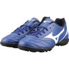Mizuno Потреро Вайд Джуниор. Круглый носок, шнуровка, нескользящие, прочные, низкие, детские футбольные бутсы, детские футбольные бутсы, сине-белые, P1GE189227