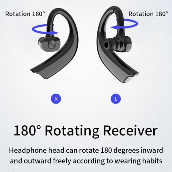 1Pc Ear Hook Wireless Bluetooth-compatible 5.0 Stereo Earphone Hands-free Business Headset