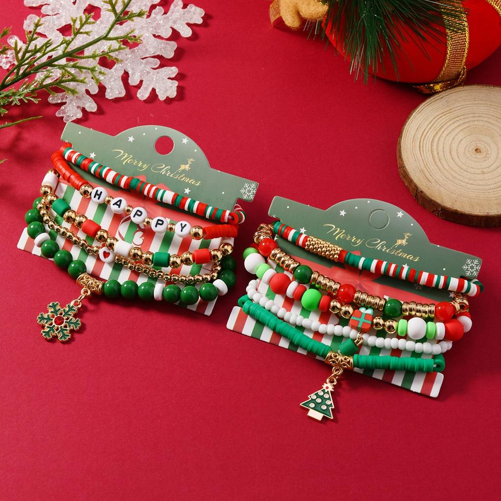 Style Soft Pottery Creative Fashion Personalized Christmas Bracelet, Niche Versatile Christmas Tree Snowflake Bracelet For Women