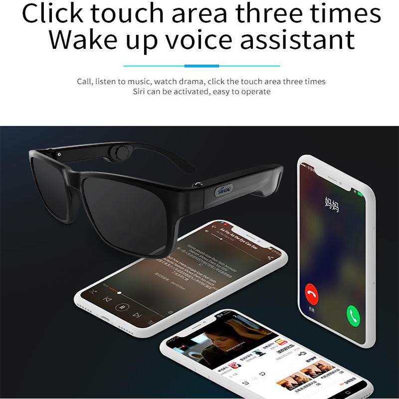Bone Conduction Wireless Bluetooth 5.0 Smart Glasses Stereo Headset Polarized Sunglasses Can Be Matched With Prescription Lens