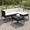 VidaXL Garden Furniture Set 5 Pcs with Cushions, Black Wicker