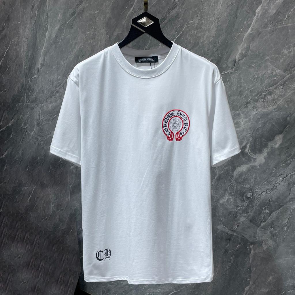 8241 CHROME HEARTS Лето 2026 Новая Высококачественная Хлопковая Круглый Вырез Свободная Большого Размера Мужская и Женская Футболка Футболка для Пары
