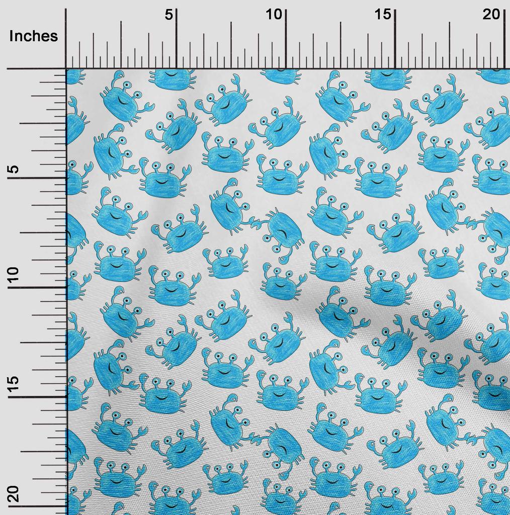 oneOone Cotton Flex Light Blue Fabric Kids Crab Sewing Fabric By The Yard Printed Diy Clothing Sewing Supplies 40 Inch