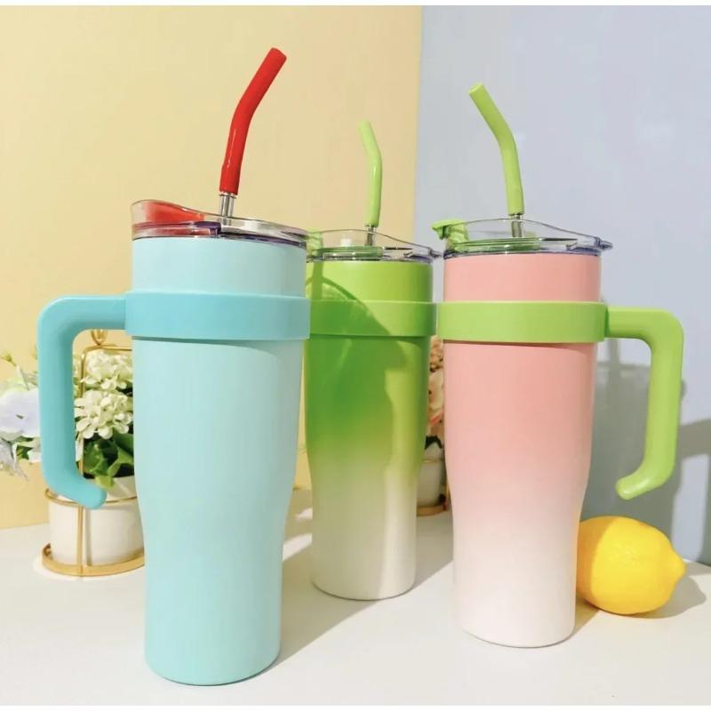 Summer Cold Ice Cup Giant Tumbler Large Capacity Men and Women High-value Water Cup Net Celebrity Cup with Straw