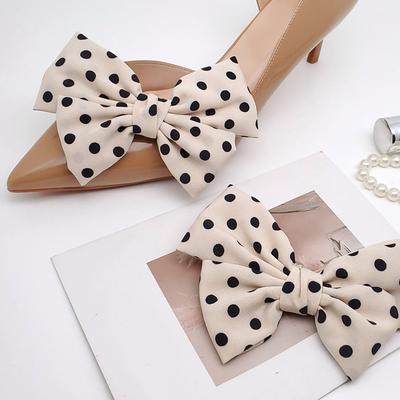 1 пара элегантных бантов с пряжкой для женщин, однотонные точки, клипсы для обуви, свадебная обувь, украшения для обуви, аксессуары