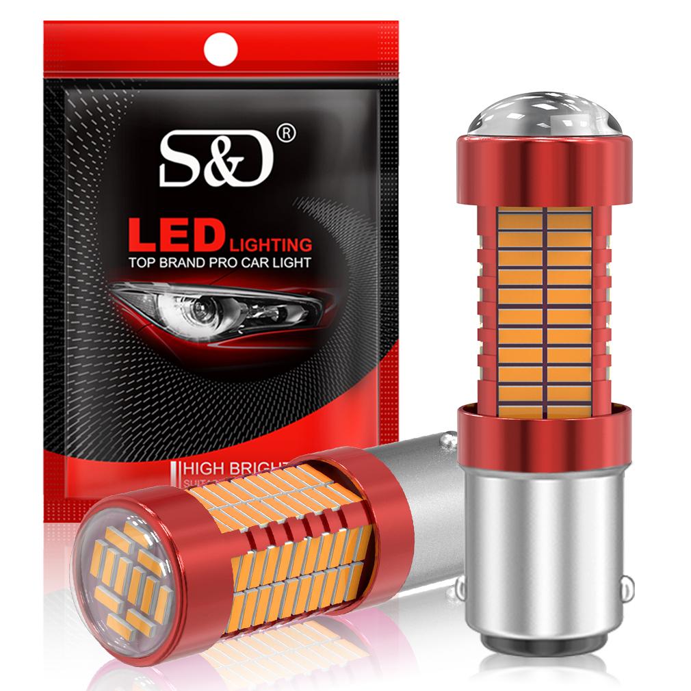 2Pcs 1156 BA15S BAU15S 1157 BAY15D P21W P21/5W PY21W 108SMD 4014 Car Led Turn Signal Lights Brake Tail Lamp Auto Rear Reverse Bulbs White Red Yellow