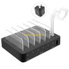 W89C Металлическая USB-станция для зарядки Быстрая многопортовая USB-станция Черный/Серебристый