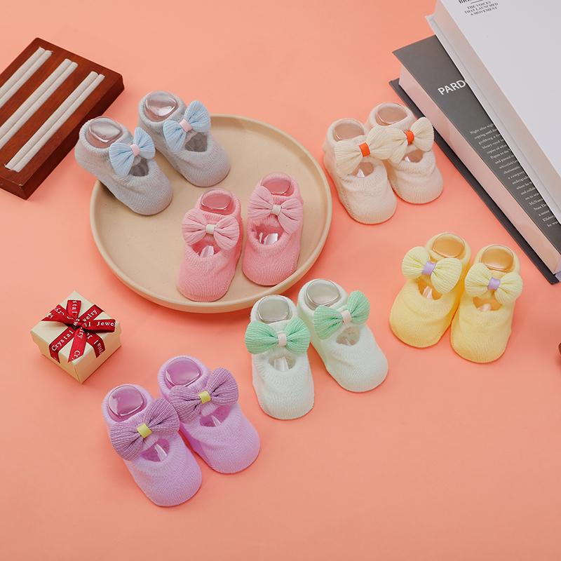 1 Pair of Colorful Bow Baby Socks, Summer Thin Baby Anti Slip Floor Socks, Girls' Princess Socks, Children's Socks