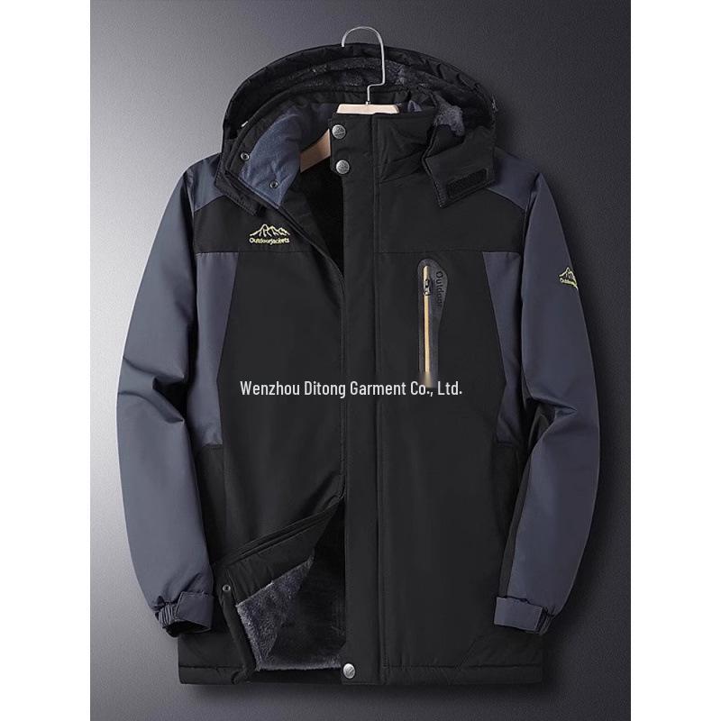 Мужская теплая хлопковая куртка большого размера на флисовой подкладке Осень/Зима 2025 для мужчин среднего возраста