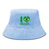 Flag of Brazil Print Bucket Hat , Patriotic Fisherman Cap Solid Color Unisex Candy Color Beach Hat