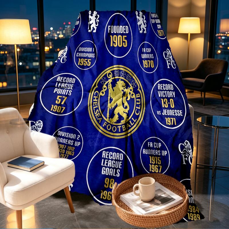 Плед Chelsea F.C. - Мягкий и Удобный, для Спальни, Путешествий, Дивана, Домашнего Декора - Подарок на День Рождения, Рождество для Друга