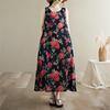 Новое хлопковое винтажное платье с цветочным принтом без рукавов больших размеров для женщин, повседневное свободное длинное летнее платье