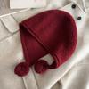 Wool% wool hairball barak hat women's winter warm face small red knitted hat ear protection cold