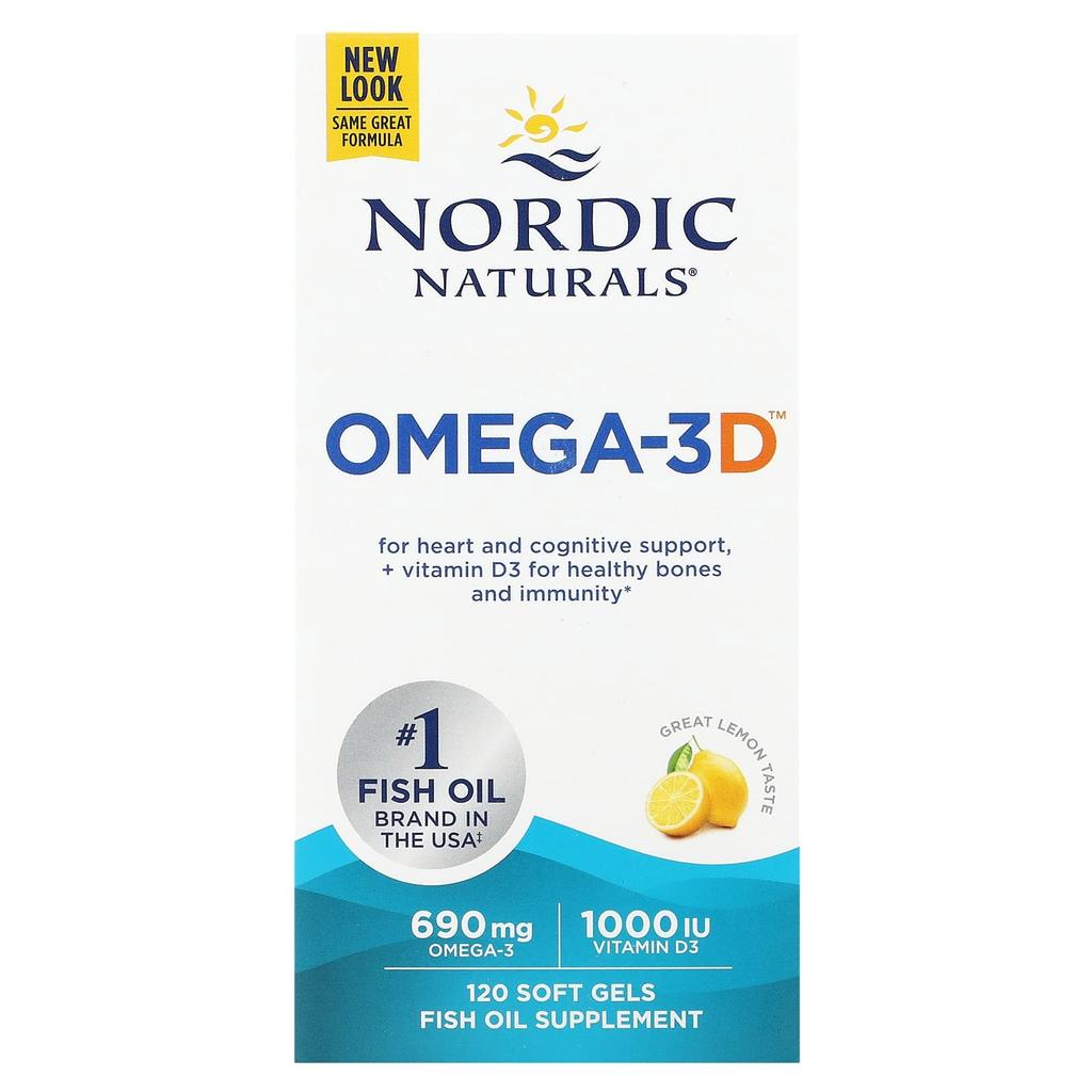 Nordic Naturals Omega-3D, Lemon, 120 Softgels