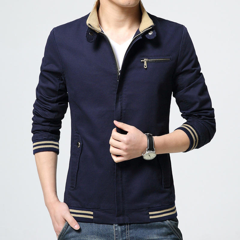 Spring and Autumn Casual Korean Version Trendy Tooling Trench Coat Washed Jacket Men's Pure Cotton Men's Coat
