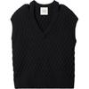 Zodiac Year Cable Knit V-Neck Wool Vest Sweater Women Sweater Space-Black 40435WF
