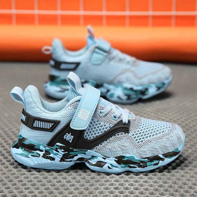 28-40 Детские Большие Размеры Модные Толстые Подошвы Fly Woven Камуфляжные Кроссовки Для Бега Спортивная и Повседневная Обувь