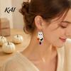 Colorful Patterned Ear Ornaments 1 Pair 2D Acrylic Halloween Dangle Drop Earrings for Women, Fashionable Daily Wear Spooky Ghost Cat Pumpkin Earrings,