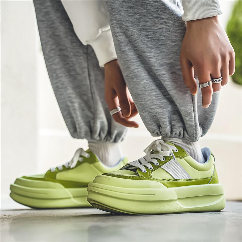 Новые стильные кроссовки Harajuku Green Platform Sneakers для мужчин, весна-осень, массивная уличная обувь, дизайнерская обувь, оригинальные мужские кроссовки, скидки