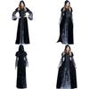 Enchanting Women's Wicked Queen Gothic Witch Costume With Elegant Long Bell Sleeves