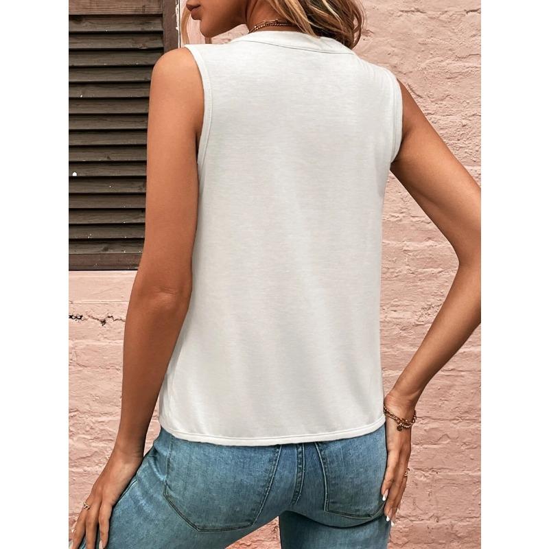 Женский летний жилет, модный темпераментный элегантный плиссированный топ без рукавов с v-образным вырезом