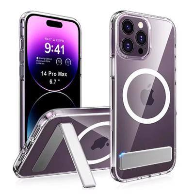 Магнитный прозрачный чехол для телефона Magsafe с подставкой для iPhone 16 Pro Max 13 12 11 Mini 15 14 Plus, противоударный чехол для мобильного телефона