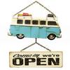 Akizuki Boeki Volkswagen Bus Vintage Car Plaque WELCOME Board, Tin Wood Plaque Sign, Interior Decor, American Goods, Store Use, W.25 X D.4 X H.23cm