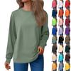 Women's Fashion Loose Round Neck T-Shirt Solid Color Casual Long Sleeve Top