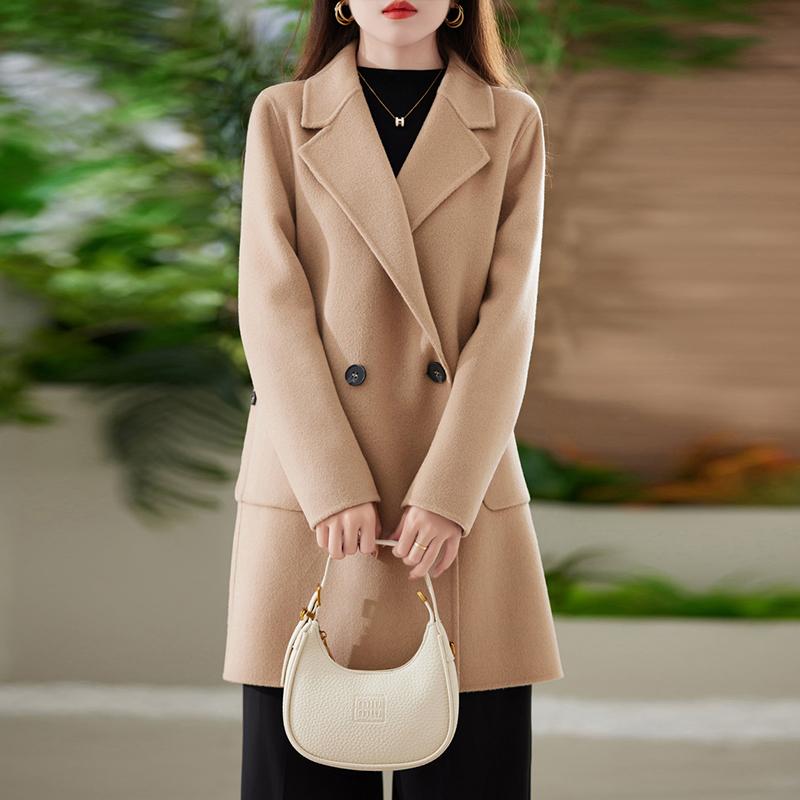 Женское пальто из 100% шерсти TIDENOVEL Осеннее шерстяное длинное пальто Ручной работы Пальто-бушлат Зимняя теплая шерстяная длинная куртка Пальто