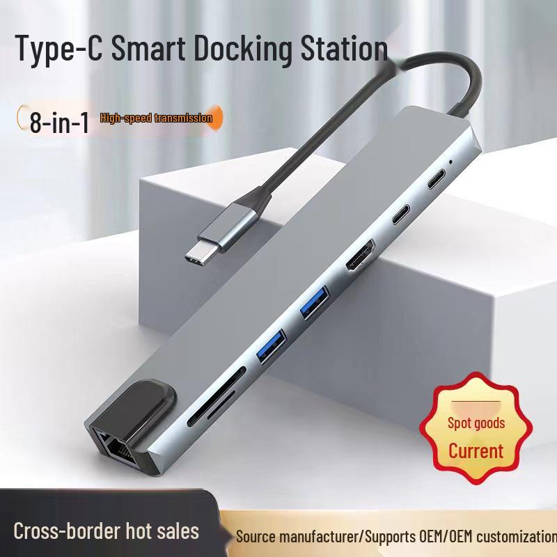 Multi-Function 8-in-1 USB-C Hub with Card Reader & Network Port
