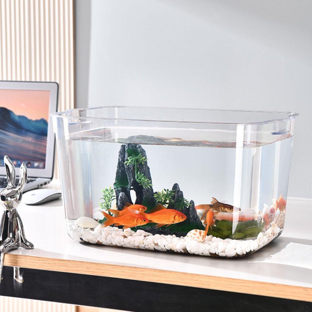 Fall Prevention Desktop Goldfish Bowl PET Tabletop Fish Tank Mobile Small Fish Tank Office