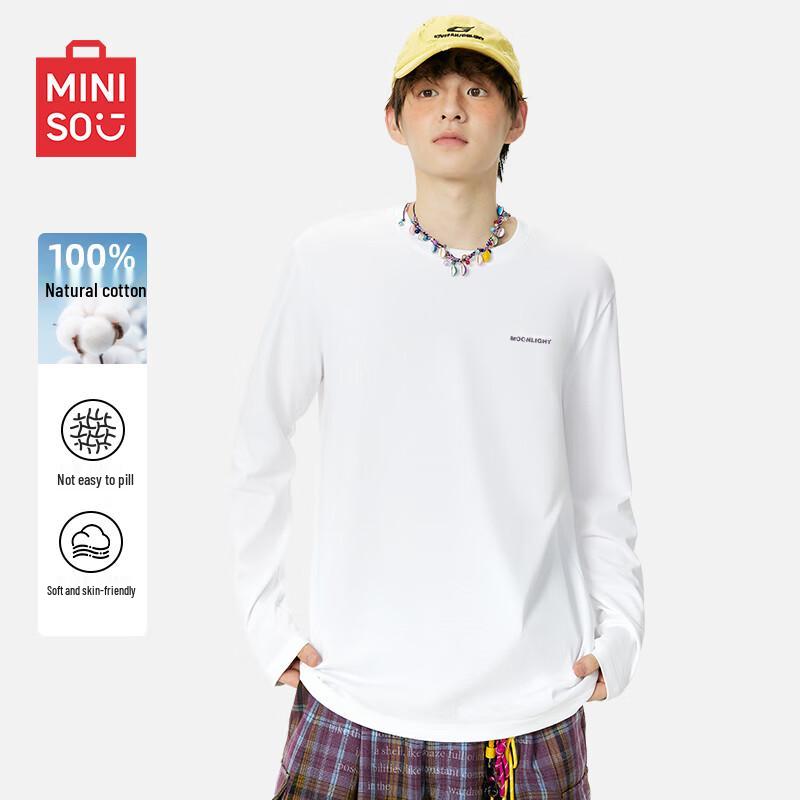 MINISO Мужская оверсайз футболка с длинным рукавом в американском стиле