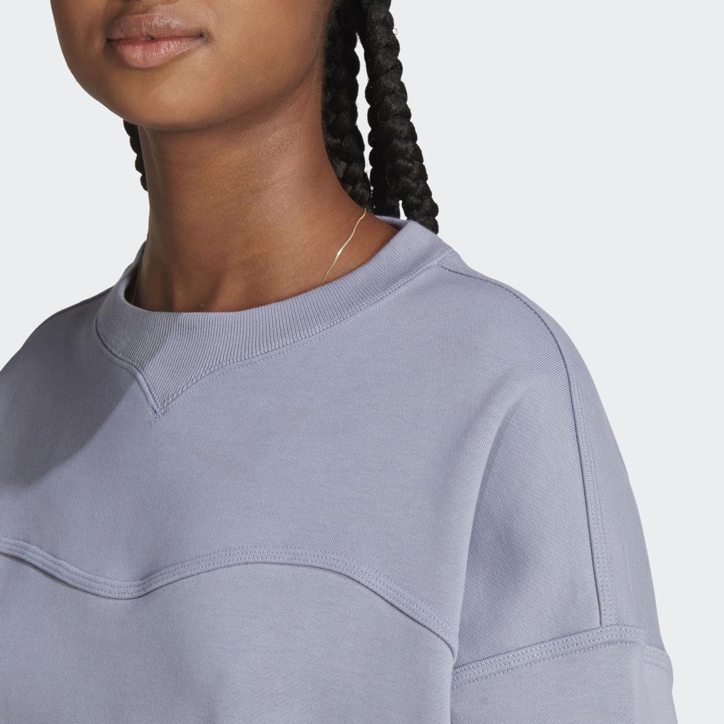 Adidas Аппликация логотипа с круглым вырезом, свитер с длинным рукавом, женская толстовка светло-фиолетового цвета HZ4376