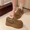 Зима новая небольшая высота увеличение толстая подошва женская ретро универсальный бархат теплый